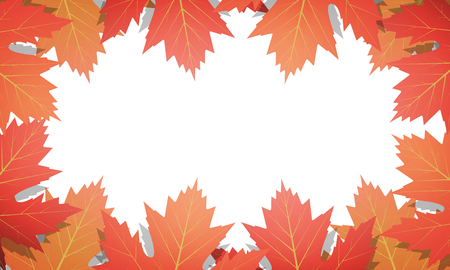 Autumn background. Frame of vector maple leaves. Template for Autumn banner, poster, ad, card.のイラスト素材