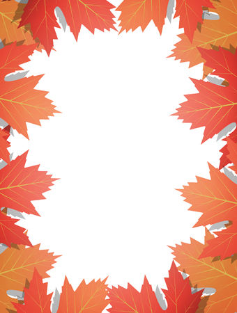 Autumn leaves background. Frame of vector maple leaves. Template for Autumn banner, poster, ad, card.の写真素材