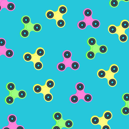 Hand spinner. Background of colorful fidget spinners. Stress relieving spinner toyのイラスト素材