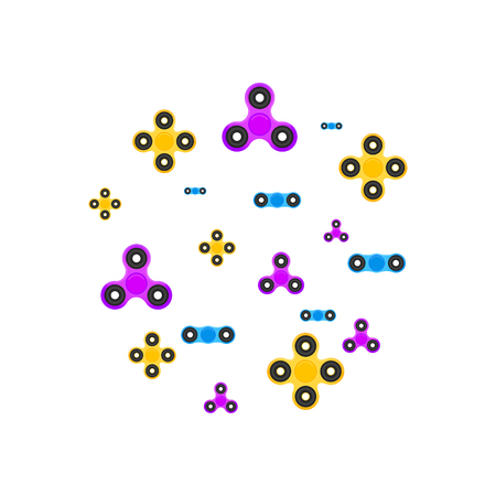 Fidget spinner background. Stress relieving toy. Trendy hand spinners backgroundのイラスト素材