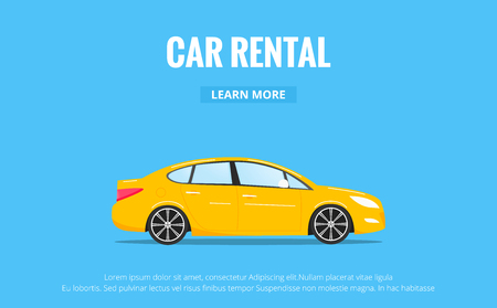 Car rental. Modern automobile in trendy style with typography for advertisement, web projects etc. Banner of car rent concept.のイラスト素材
