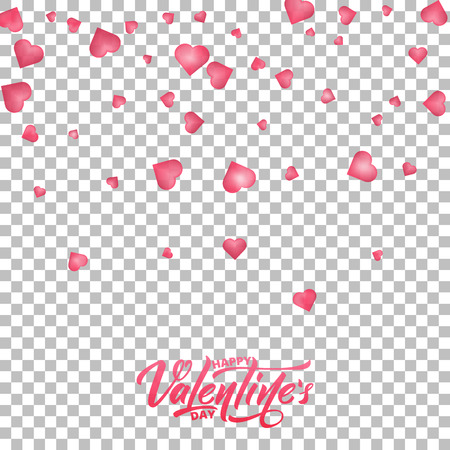 Valentines Day. Flying glossy hearts background. Happy Valentines dayのイラスト素材