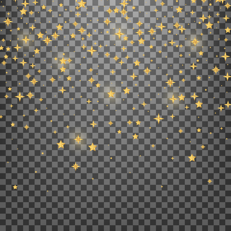 Stars. Shiny gold glowing Christmas stars. Vector background of shiny Christmas stars confetti.のイラスト素材