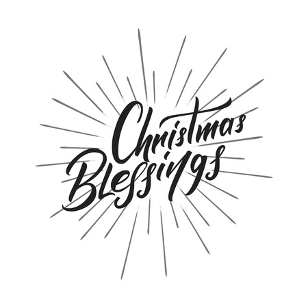 Christmas. Christmas Blessings text lettering design. Holiday typography logo designのイラスト素材