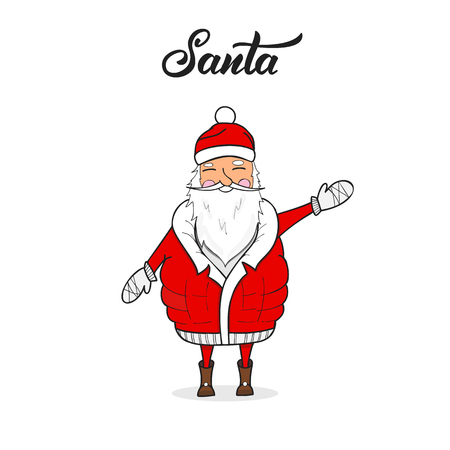 Santa Claus. Winter seasonal cartoon character. Christmas Santaのイラスト素材