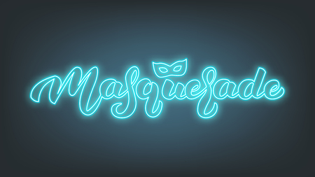 Masquerade neon Lettering text design Masquerade for Mardi Gras.のイラスト素材