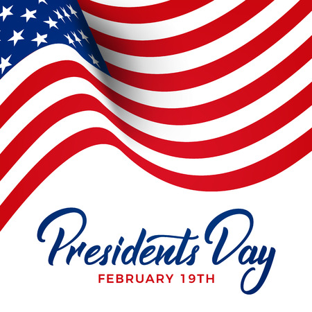 Presidents Day. Banner for USA Presidents Day holiday. USA National flag and lettering.のイラスト素材