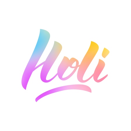 Holi. Colorful vibrant Holi lettering. Holi festival of colors, spring, love.のイラスト素材