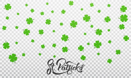 Patrick's Day. Clover shamrock leaves background and St. Patrick's lettering. St. Patrick's Day background.のイラスト素材