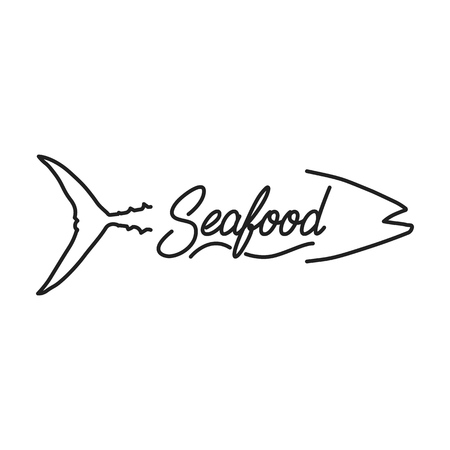 Seafood. Seafood lettering illustration. Seafood house label badge emblemのイラスト素材