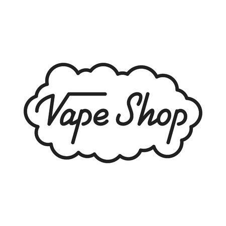 Vape Shop. Vape Shop lettering illustration. Vape Shop label badge emblemのイラスト素材