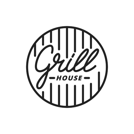 Grill house. Grill lettering illustration. Grill label badge emblemのイラスト素材