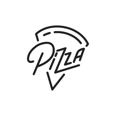 Pizza. Pizza lettering illustration. Pizza label badge emblemのイラスト素材