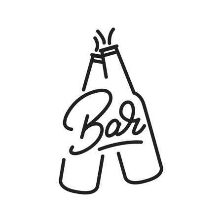 Bar. Bar lettering illustration on bottles. Bar label badge emblemのイラスト素材