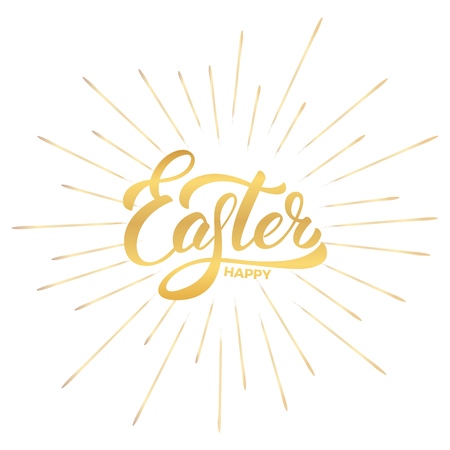 Easter gold lettering labelのイラスト素材