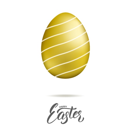 Gold egg with ornament and Easter script letteringのイラスト素材