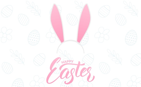 Easter sale banner background with Easter lettering and rabbit ears holiday maskのイラスト素材