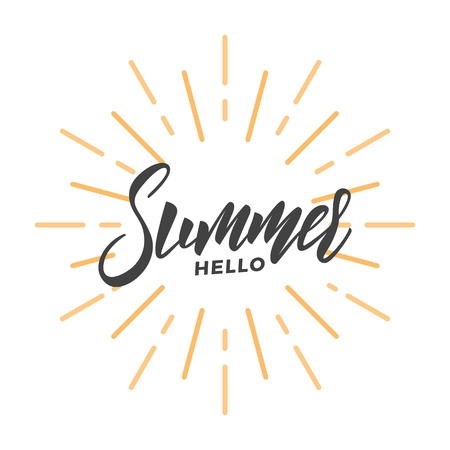 Summer. Brush lettering design Hello Summer. Trendy Summer typography.のイラスト素材