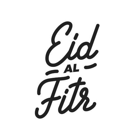Eid al-Fitr. Muslim holiday lettering design for the end of Ramadan holy month. Feast of Breaking the Fast card.のイラスト素材