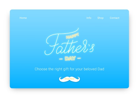 Fathers Day. Modern web template with custom neon lettering. Fathers Day illustrationのイラスト素材