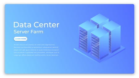 Data center. Datacenter server farm isometric concept. Modern data center hero image designのイラスト素材