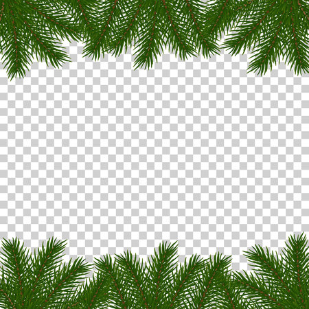 Fir tree winter background. Isolated Christmas tree brancher. Realistic winter seasonal decorations.のイラスト素材