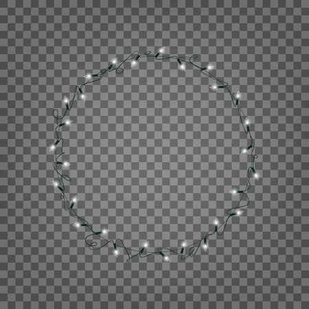Christmas lights. Isolated wreath of realistic string lights garland.のイラスト素材