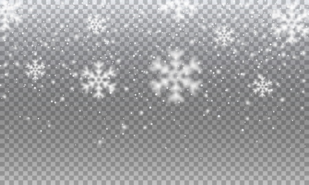 Snow. Vector transparent realistic snow background. Christmas and New Year decoration.のイラスト素材