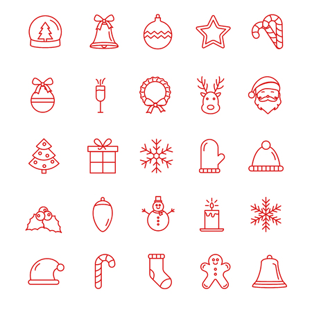 Christmas icons. Set of Winter Holiday outline icons.の写真素材
