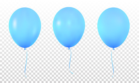 Blue realistic balloons. Set of realistic helium balloons for Birthday.のイラスト素材