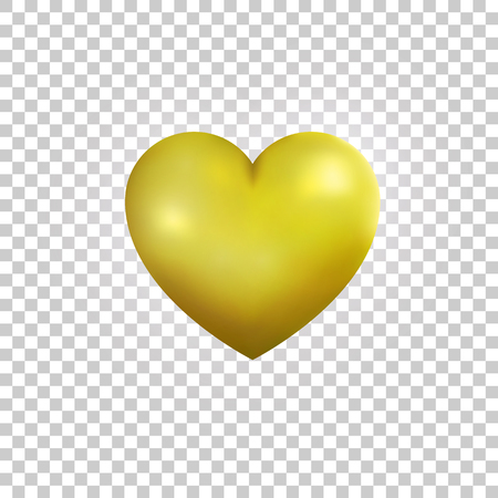 Gold heart. Realistic metallic 3d heart for Valentine's Day. Shiny gold heart.のイラスト素材