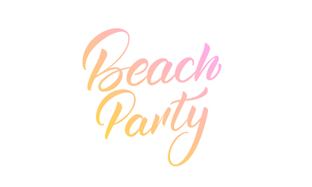 Beach Party. Summer lettering calligraphy overlay design. Modern colorful Beach label.の写真素材