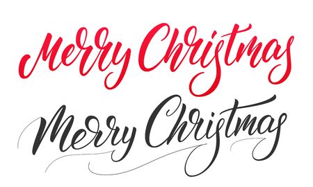 Merry Christmas lettering calligraphy. Christmas text labels design.のイラスト素材
