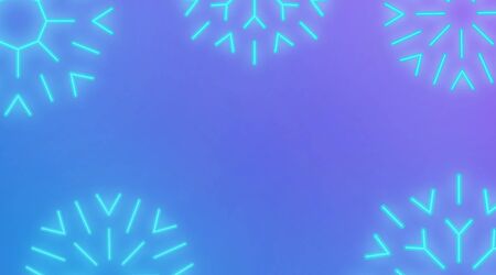Snowflake neon background. Winter modern design layout overlay.のイラスト素材