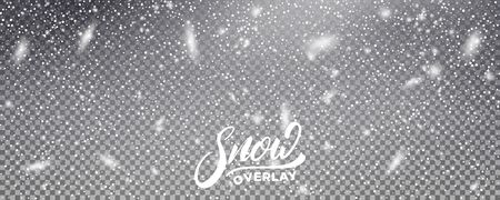 Snow background overlay. Realistic snow. Winter Christmas and New Year snow decoration.のイラスト素材