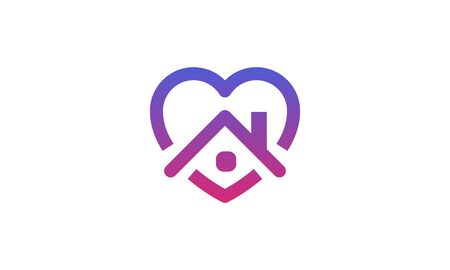 Stay home heart sticker icon for quarantine company coronavirus covid.のイラスト素材