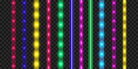 LED strip set. Colorful realistic illuminated tape decoration.のイラスト素材