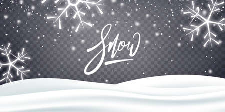 Snow winter background. Christmas realistic transparent snow overlay.のイラスト素材