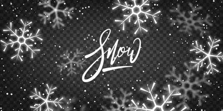 Snow winter background. Christmas realistic transparent snow overlay.のイラスト素材