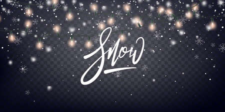 Snow Christmas scene. Winter holiday background. Realistic snow transparent overlay.のイラスト素材