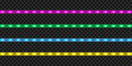 LED strip set. Colorful realistic illuminated tape decoration.のイラスト素材