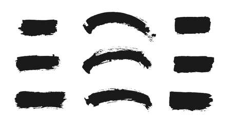 Grunge brush strokes vector set. Collection of freehand ink textures.のイラスト素材