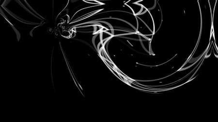 Glowing futuristic discharge. White swirling blurred lines and dots in an abstract discharge on a black background. 3D rendering.の写真素材
