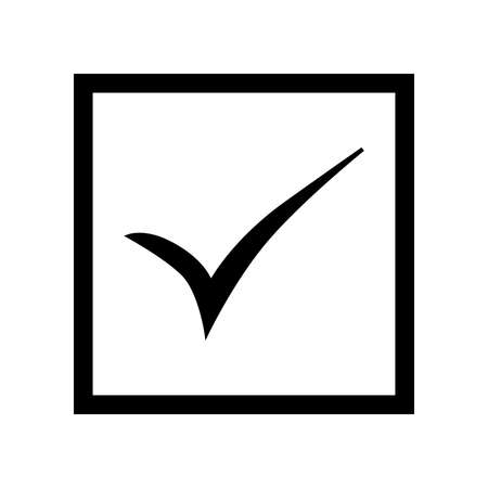 Back check mark in black square on white background. Tick icon vector symbol, checkmark isolated on white background, checked icon or correct choice sign, check mark or checkbox pictogram. Check mark vector icons.のイラスト素材