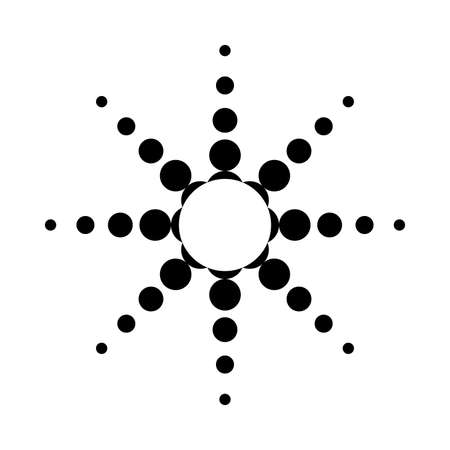 Halftone sphere of points. Black dots of different sizes on a white background. Abstract.のイラスト素材