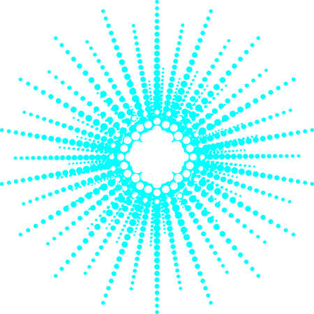 Halftone sphere of dots. Blue dots of different sizes on a white background. Abstract halftone. EPS10 vector.のイラスト素材