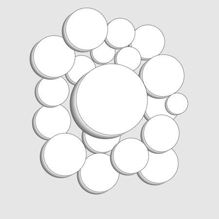 Presentation slide template - a set of paper circle shapes with shadows. Vector illustration of white paper round circles, plate.White paper circle with shadows on white background.Abstract Background with Circlesのイラスト素材