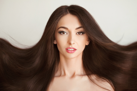 Hair. Beautiful Woman with Healthy Long Hairの写真素材