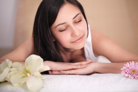Spa Woman. Close-up of a Beautiful Woman Getting Spa Treatment.の写真素材