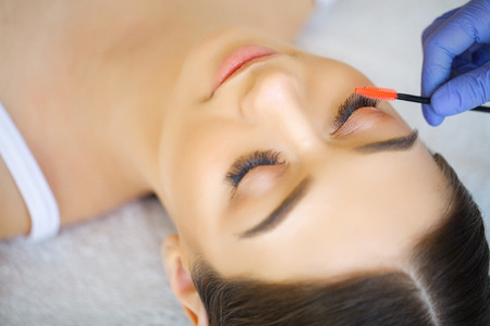 Beauty concept. Eyelash extension processの写真素材